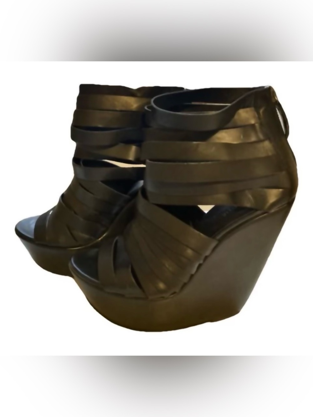 Vic Matie Black Strappy Wedge Sandals